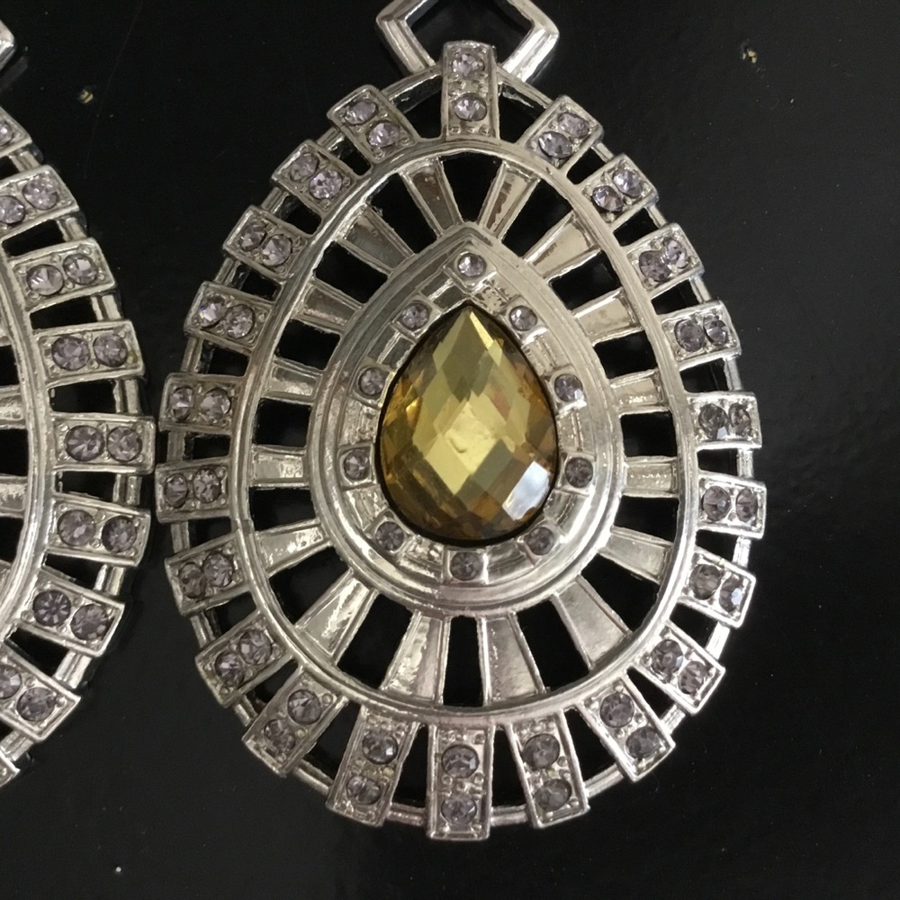 Boston Proper Rhinestone Drop Statement Earrings - image 2